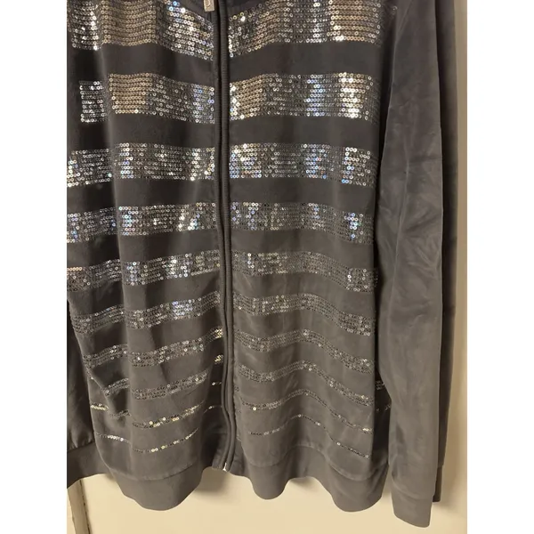 Midnight Velvet Women's Size 2X Gray Silver Embellishes Zip Up 2 pc‎ Track Suit - Image 3
