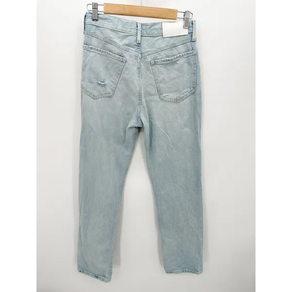 7 For All‎ Mankind Easy Straight Button Fly Light Wash Blue Jeans Womens Size 25 - Image 2