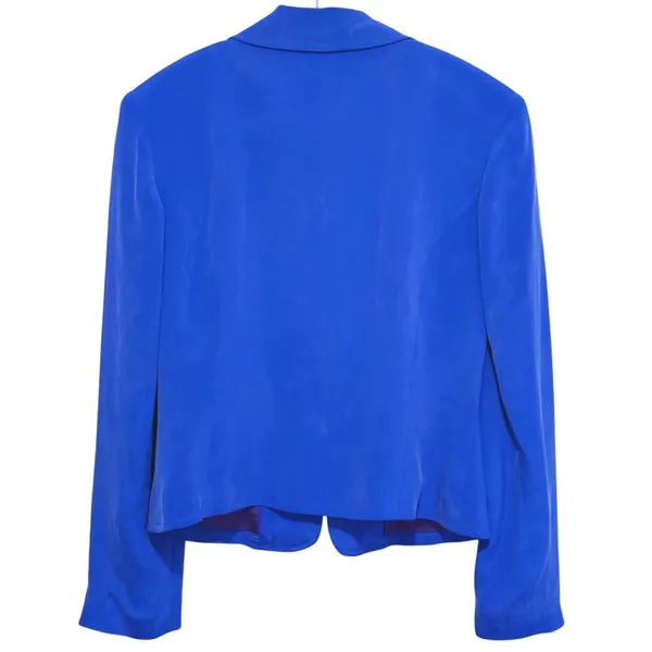 Vintage Allison Taylor Silk Blazer Jacket Small Blue 80s Retro Preppy Career - Image 3