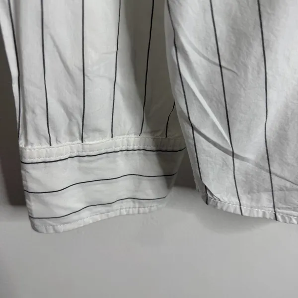 American Eagle Women's White Button Front Striped Shirt Large Oversized‎ Dressy - Image 7