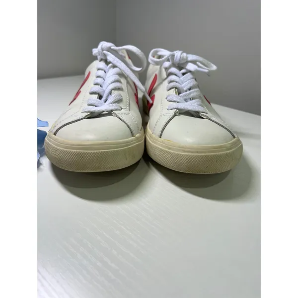 Veja Esplar White Leather Pink Logo Low‎ Top Sneakers Womens Size 9 EUR 40 - Image 6