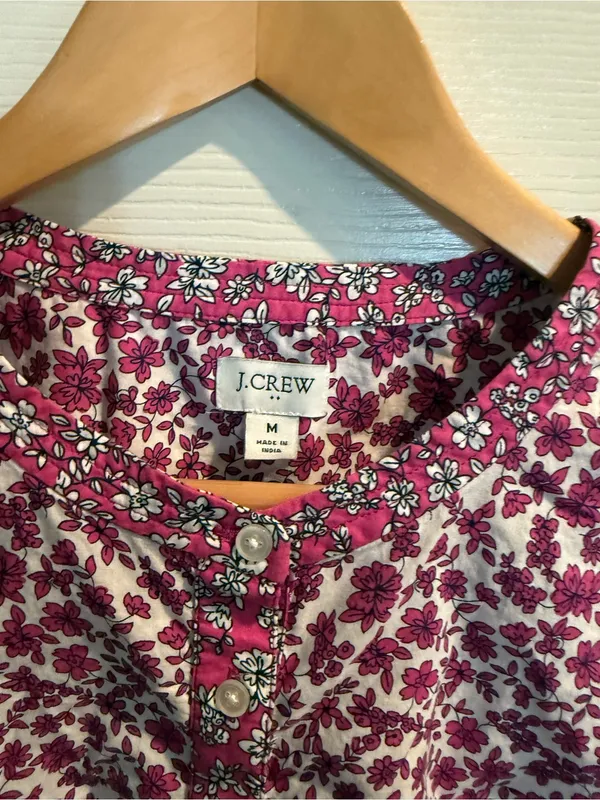 J. Crew Magenta Floral Long Sleeve Top - Image 2