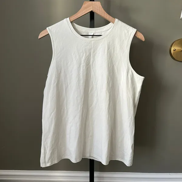 Lululemon Organic Cotton Crewneck Tank Top Size Large Bone - Image 2
