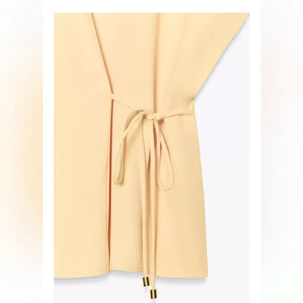 Zara NWT light yellow tie lace side top - Image 3