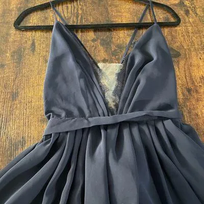 crisscross back navy blue babydoll dress - Image 4