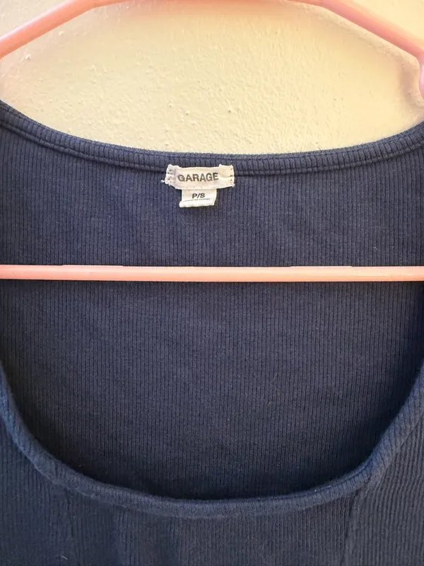 Garage Navy Scoop Neck Cropped Tee - Image 3