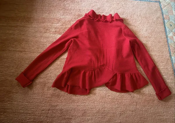 Fever Red 100% Wool Ruffle Peplum Jacket Size XL - Image 9