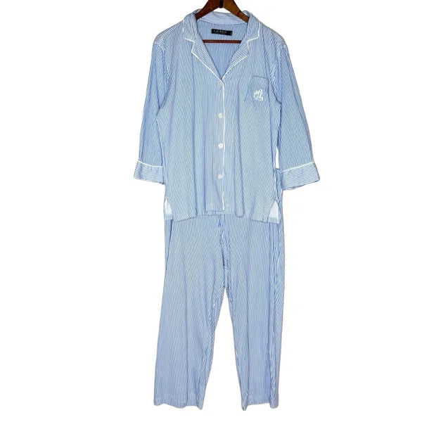 LRL Ralph Lauren Pajama Women's Size L Cotton 3/4 Sleeve Capri Pant Matching Set - Image 3