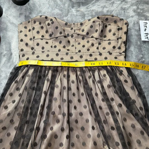 Fossil Polka Dot Tulle Mini Dress S Tan‎ Black Whimsigoth Homecoming Dark Fairy - Image 7