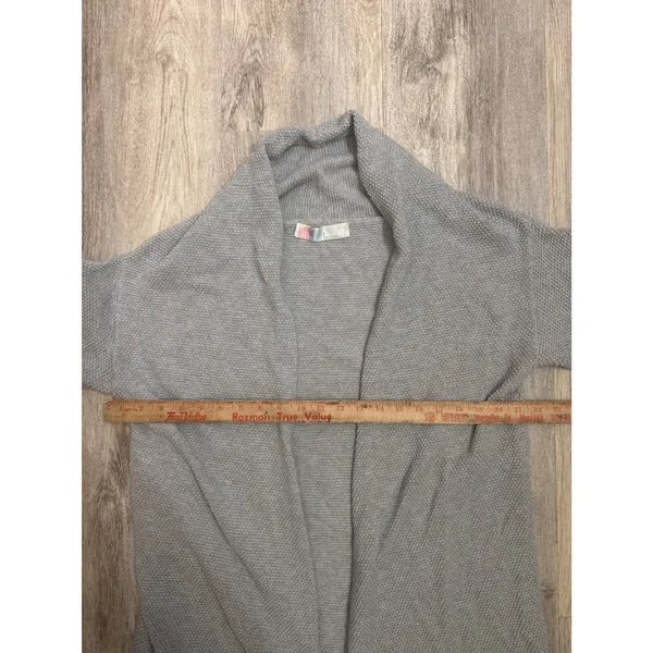Free People Beach Gray Longline Open Front‎ Textured Knit Cardigan Sweater Small - Image 5