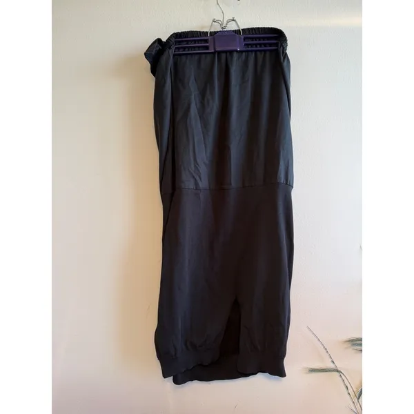 Zara‎ Black Mixed Media Ribbed Knit Midi Skirt Elastic Waist Womens M - Image 2