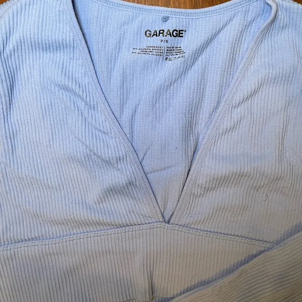 Garage Light Blue Long Sleeve Crop Top - Image 3