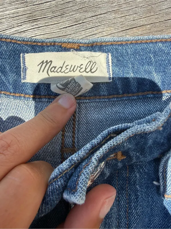 Madewell Mid-Blue Straight-Leg Jeans with Raw Knee Slits - Image 2