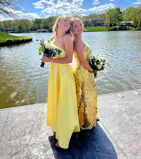 Gold One Shoulder Sherri Hill Dress - Image 3