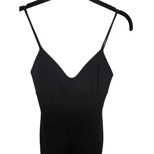 Lulus Dress Womens XS Black Bodycon Midi Deep V-Neck Spaghetti Strap Zip - Image 4