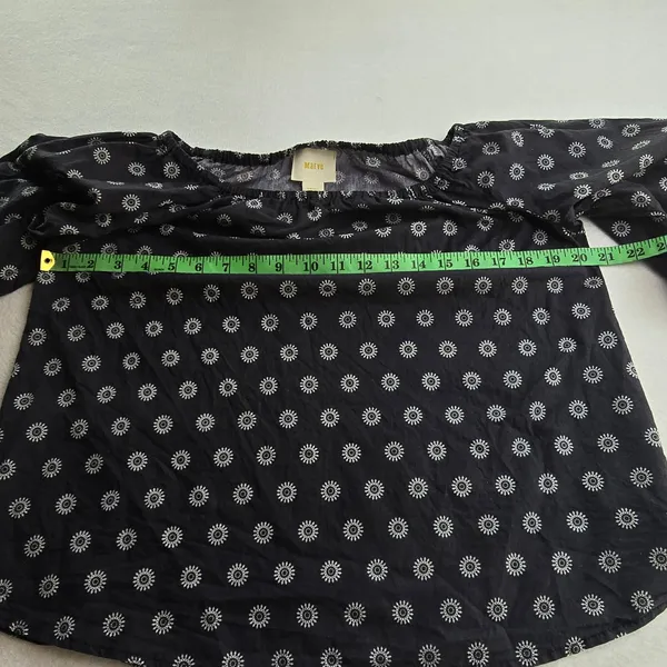 Maeve Anthropologie Navy‎ Blue Sunburst Print Off the Shoulder Cotton Blouse S - Image 8