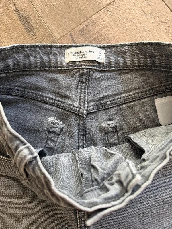 Abercrombie & Fitch Gray High-Rise Straight Jeans - Image 3