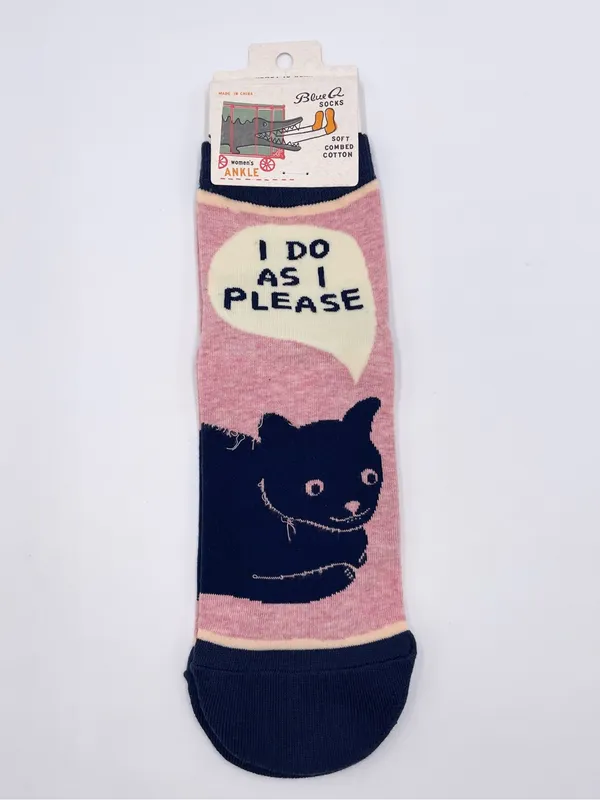 Blue Q Women's Novelty Ankle Socks "I Do As I Please" Cat Print Cattitude Cotton - Image 3