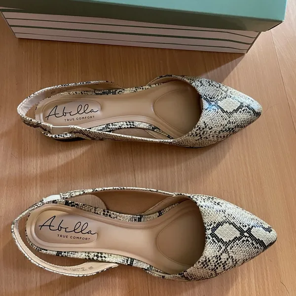 Abella Beige Snakeskin Slingback Flats Black Size 6 - Image 3