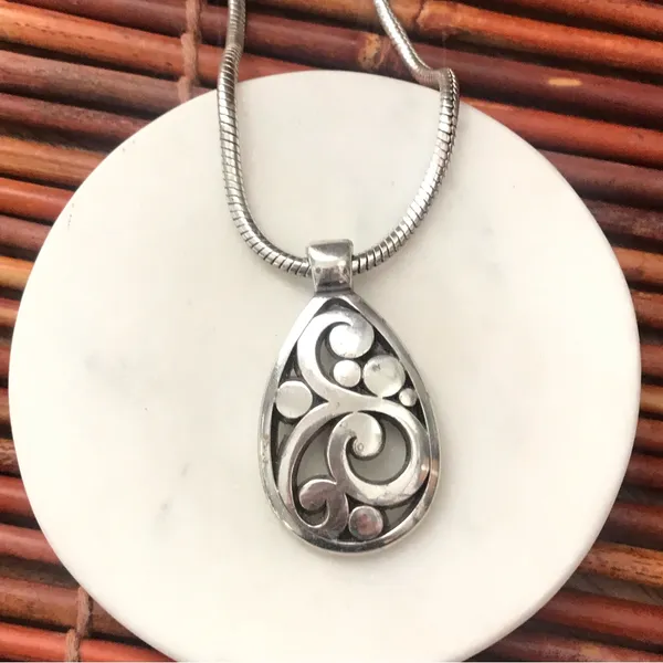 Brighton Teardrop Pendant Scroll Necklace - Image 2