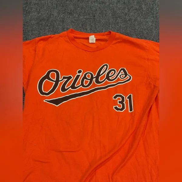 Orioles Mullins 31 Graphic Tee - Bright Orange Baseball Shirt size medium‎ - Image 3