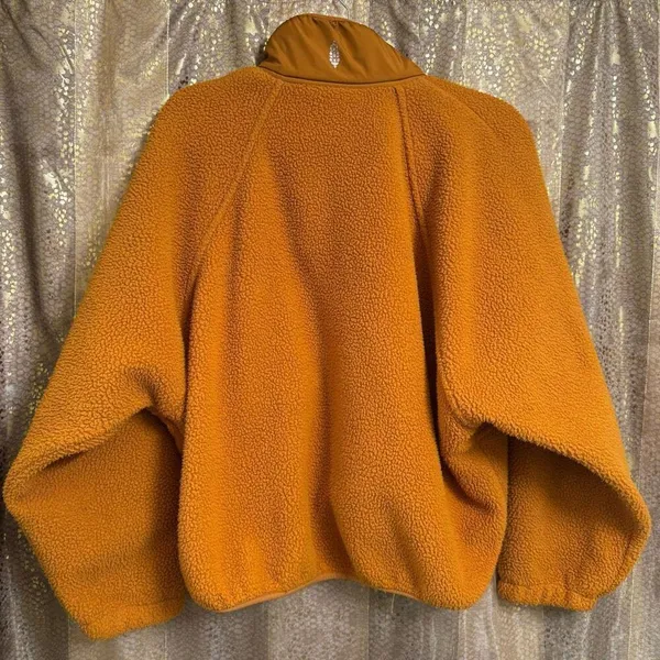 Free People Hit The Slopes Fleece‎ Jacket Russet Orange Oversized Small - Image 2