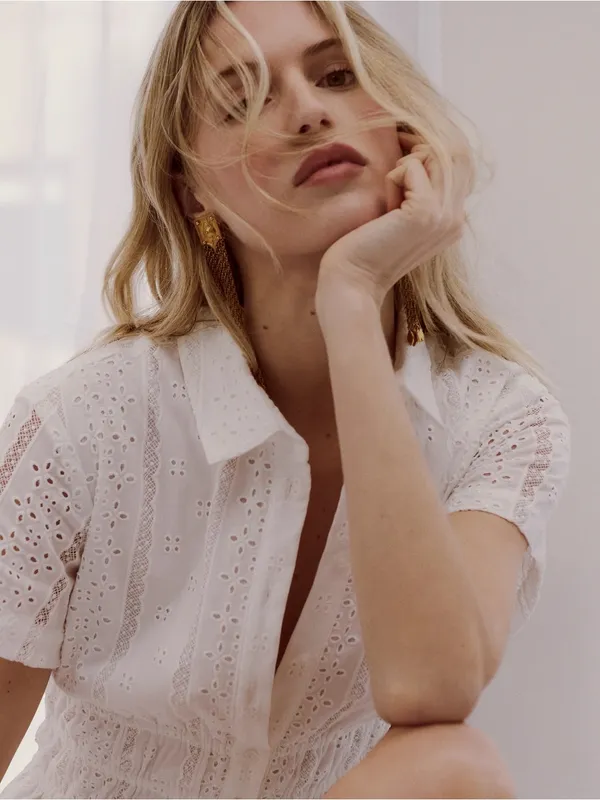 Hill House The Jamie Nap Dress in White Broderie Voile XS - Image 3