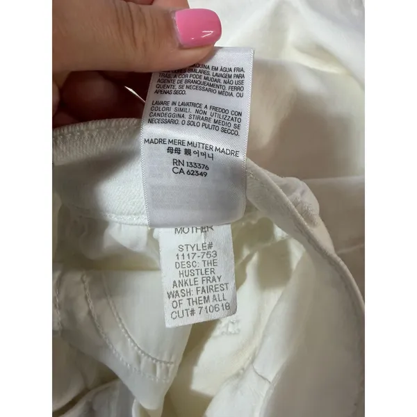 MOTHER The Hustler Ankle Fray Jeans High Rise Flare White Size 29 - Image 7