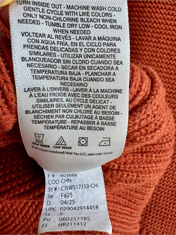 Jessica Simpson Cable Knit Ruffle Cropped Sweater Tank Rust Small S - Image 8