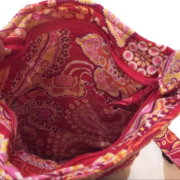 Vera Bradley Hipster Crossbody Purse Raspberry Fizz Retired Red & Pink Bag - Image 4