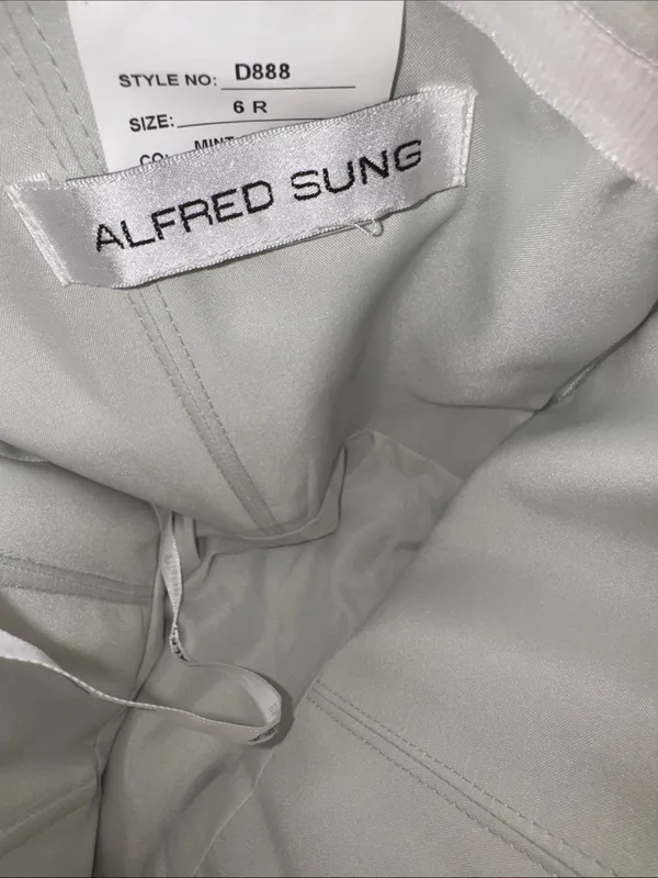NEW Alfred Sung Bow Strapless twist cuff neck gown mint green D888 sz 6 - Image 7