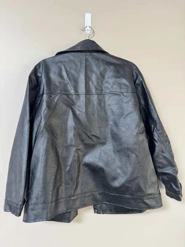 Princess Polly “Callie” Oversized Black Faux Leather zipped Jacket sz 4 - Image 12