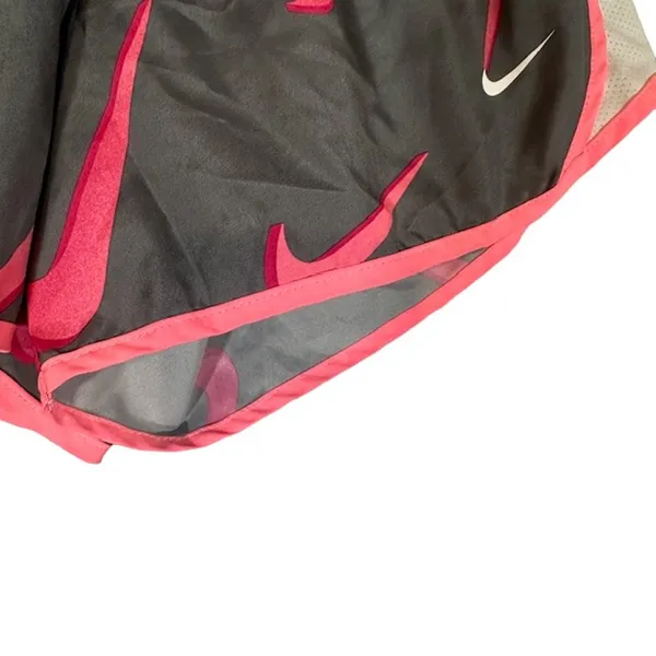 Nike Dri Fit Standard Fit Gray & Pink Nike Logo Athletic Shorts Women Sz L - Image 5