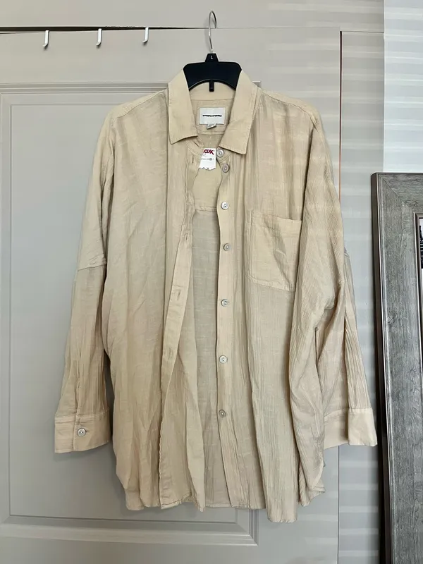 NWT American Eagle tan oversized button up - Image 2