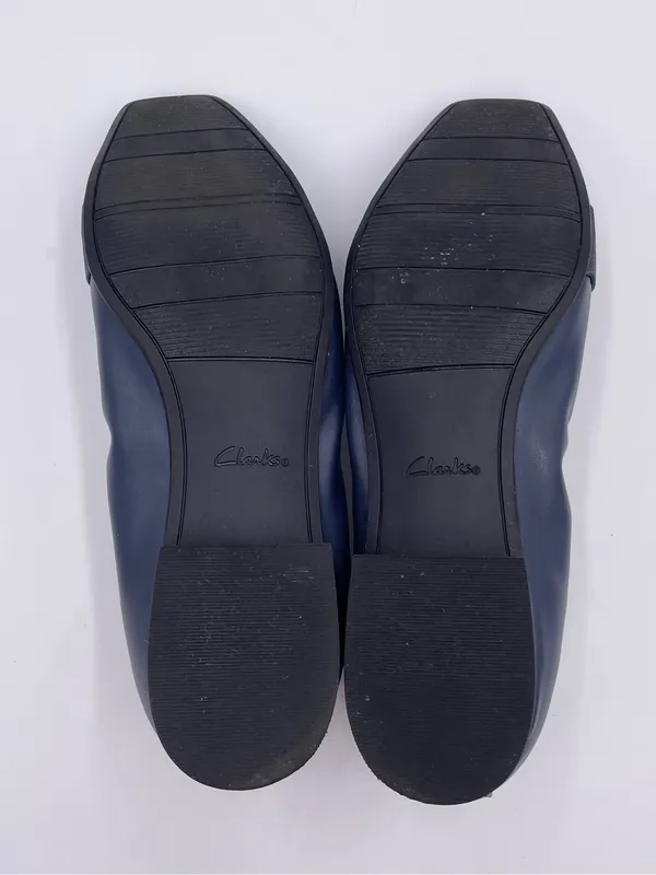 Clarks Women's Tilmont Slip Ballet Flats Size 9 Wide Navy Blue Leather Elastic - Image 8