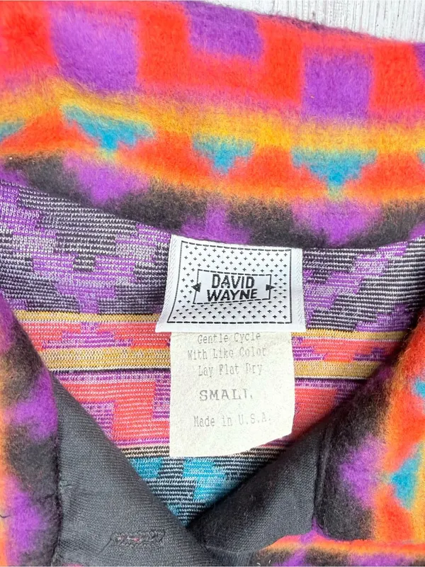 Vintage David Wayne fleece quarter zip long sleeve 80s pull over shirt jacket sm - Image 3