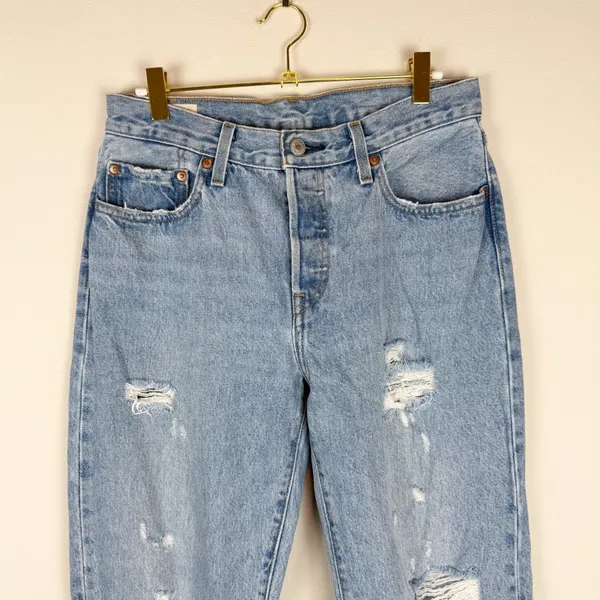 Levi’s Premium 501 Straight Leg Rigid Denim 100% Cotton Distressed Jeans Size 27 - Image 2