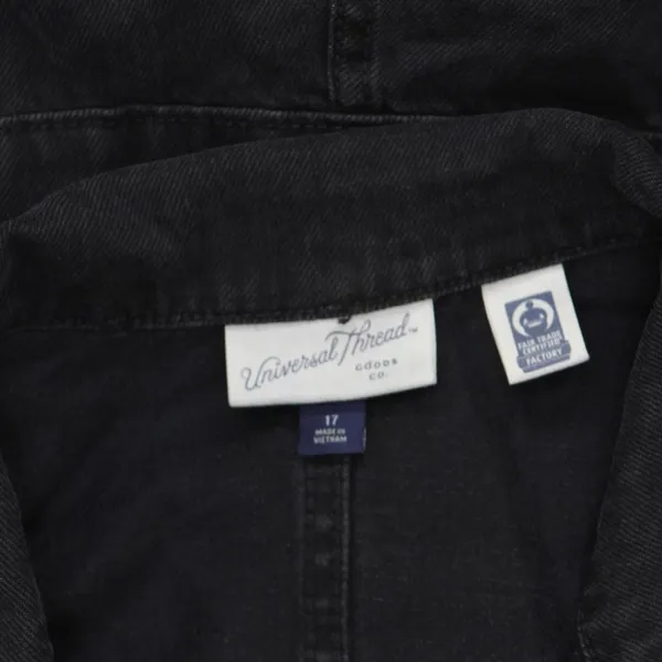 NEW Universal Thread Womens Long Sleeve Utility Baggy Denim Jumpsuit Black 17 - Image 6