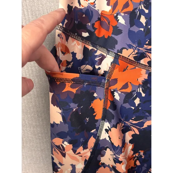 Old Navy Leggings L Multi Floral Powersoft Go Dry High Rise Pockets Athleisure - Image 4
