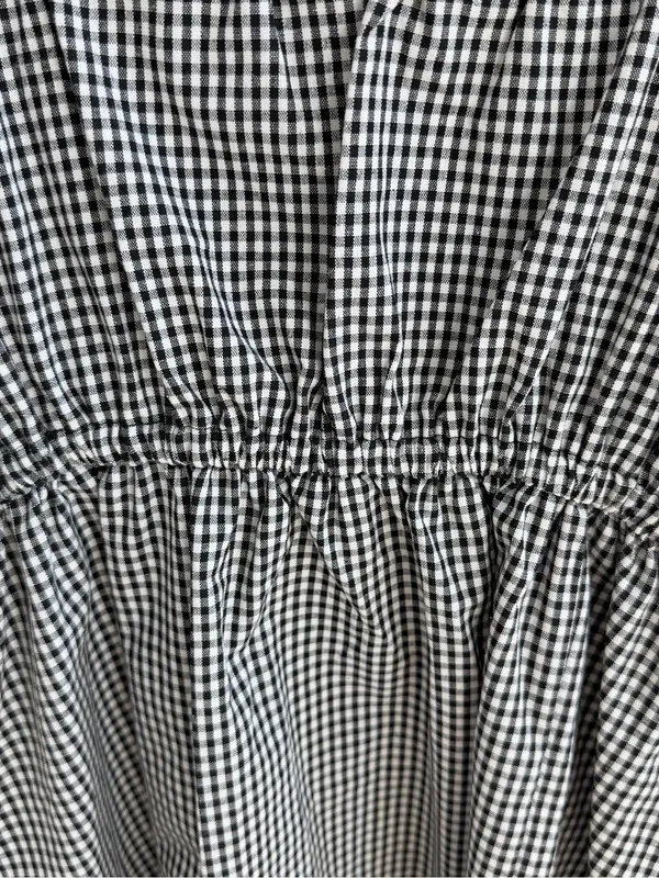 Japanese Gingham Bow Front Midi Dress Black White Size M - Image 7