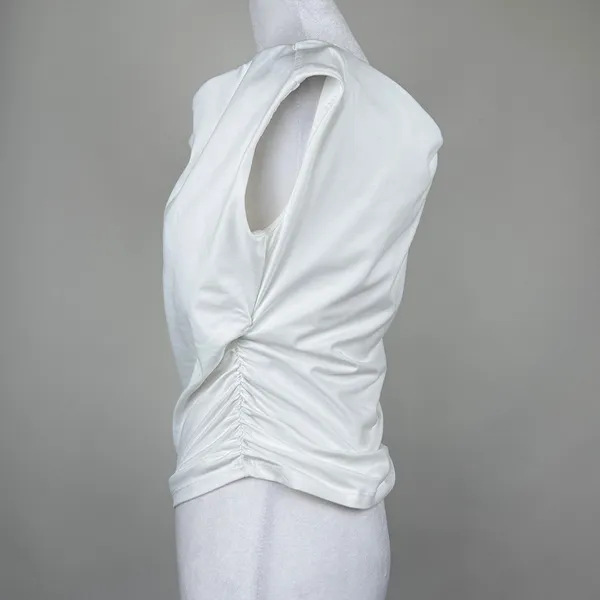 Trendy Queen Off The Shoulder Top Y2K Summer Shirts Double Lined White Large - Image 6