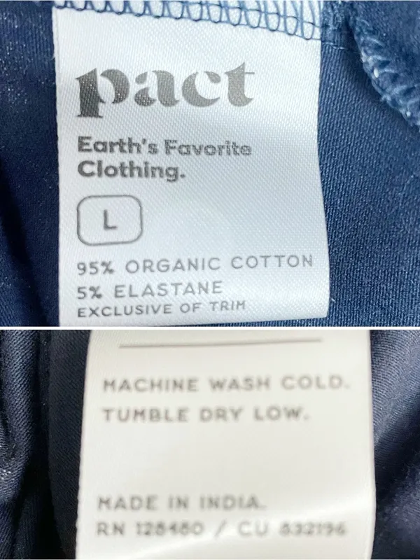 PACT Organic Cotton Fit Flare Midi Dress Size Large Navy Floral Shelf Bra Knit - Image 12