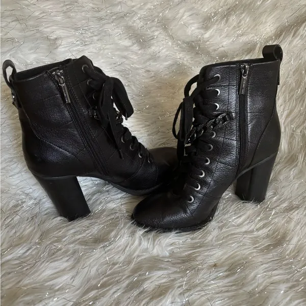 Karl Lagerfeld Black Jade Lace-Up Boots with Side‎ Zipper Size 7M/ 37.5B - Image 2
