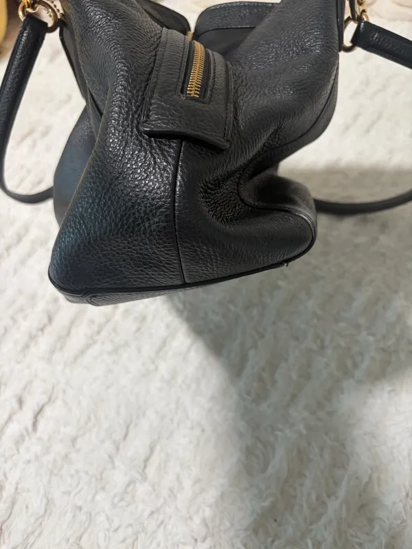 Coach Hallie F80268 Black Pebbled Leather Hobo Bag - Image 5