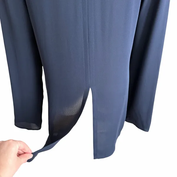 Theory Slit Front Silk Tunic Top Navy Blue Size Small - Image 8
