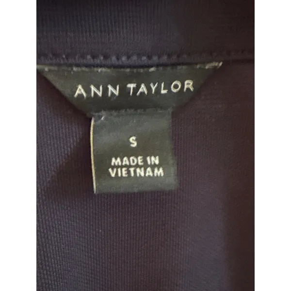 Ann Taylor Womens Navy Blue Split Neck Balloon‎ Sleeve Blouse Small - Image 7
