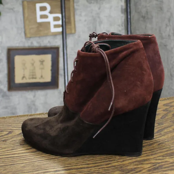 Jil Sander Vintage Colorblock Suede Lace Up Heeled Booties EUR 39 (US 8.5M) - Image 2