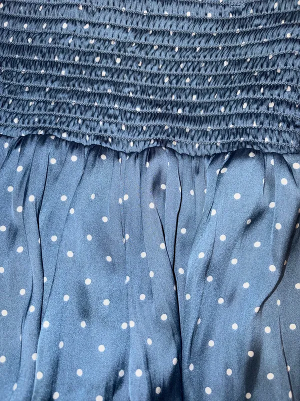 American Eagle Womens Top XS Blue White Polka Dot Ruffled Babydoll - Image 4
