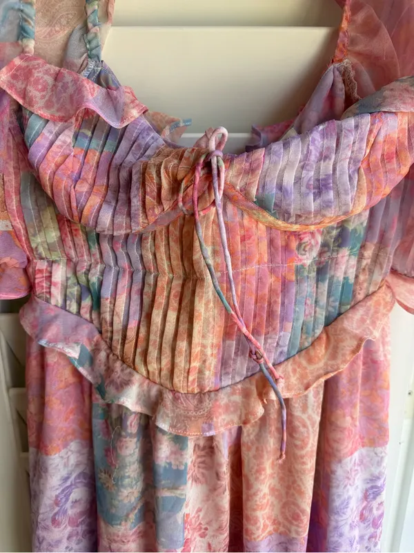 For Love & Lemons Pastel Patchwork Midi Dress - Pink, Lavender, Peach - Image 5