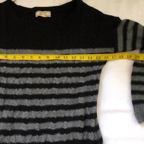 2000s Gothic Emo Punk Whimsygoth Grey black striped sweater dress long sleeve-S Measurement in pics - Image 5